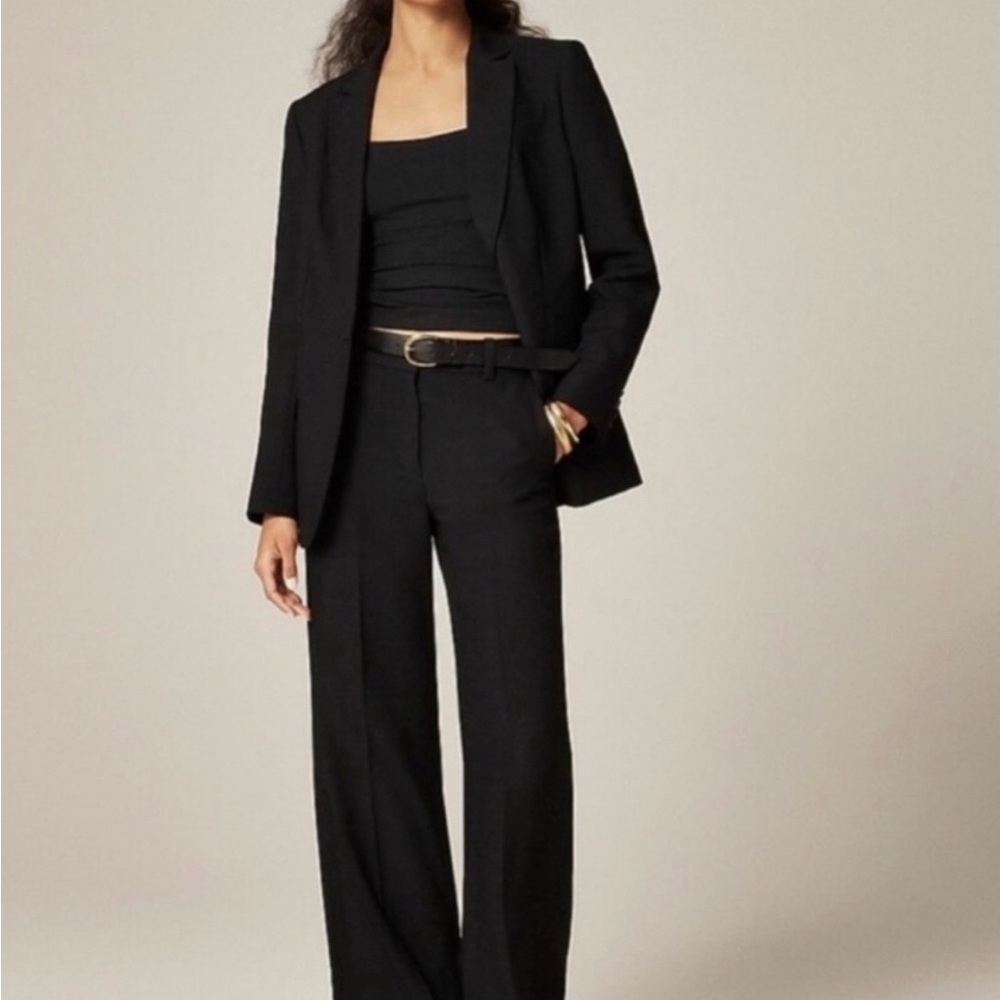J. Crew Black Cuffed wide-leg trouser in luster canvas size 2 Tall